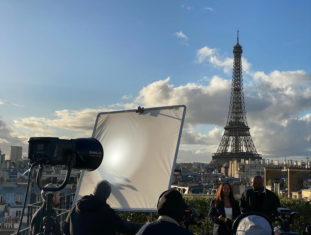@teddyriner and his wife on a Paris rooftop, lit by @nanlux_global 2400B @avengergrip