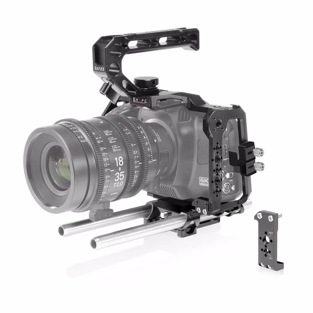 Shape - Cage pour Blackmagic Cinema Camera 6K/6K PRO/6K G2, Poignée supérieure et Système de Tubes