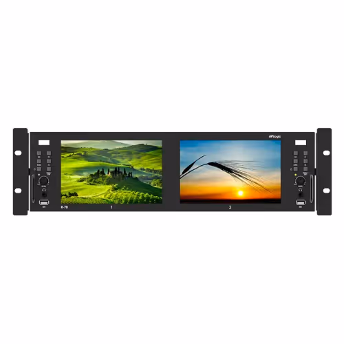 TVLogic - 2 x 7” 1920x1080 Dual LCD Rack Monitor with UHD/4K Ready / 3RU