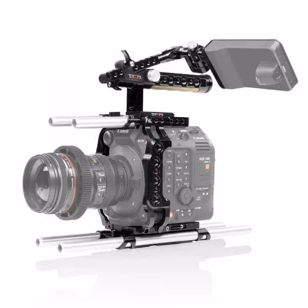 Shape - Cage caméra Canon C500 MKII/C300 MKIII, Poignée supérieure, Système de blocage tubes et Fixation EVF