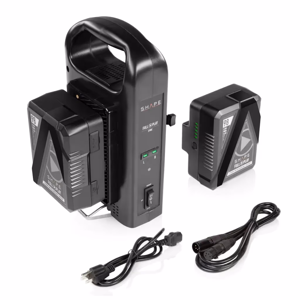 Shape - Batteries Rechargeables Full Play 98 Wh Gold Mount (2) avec Chargeur Intelligent Double Batterie Full Play