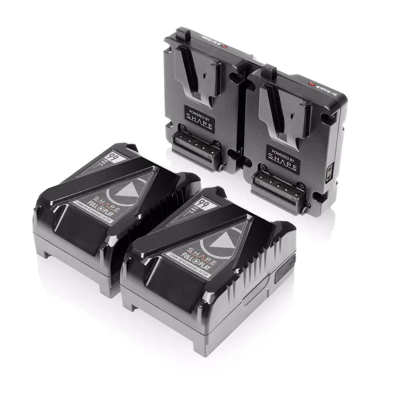 Shape - Batteries Mini Full Play 99 Wh avec Plaque pour Batterie Mini V-Mount Hot Swap Dual