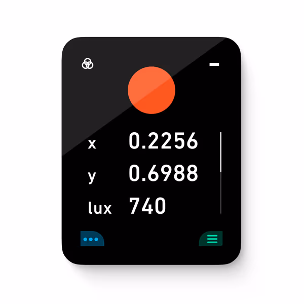 Full-Color Mode: Press ↑↓ to see values in different color units (CIE 1931 or HSI).